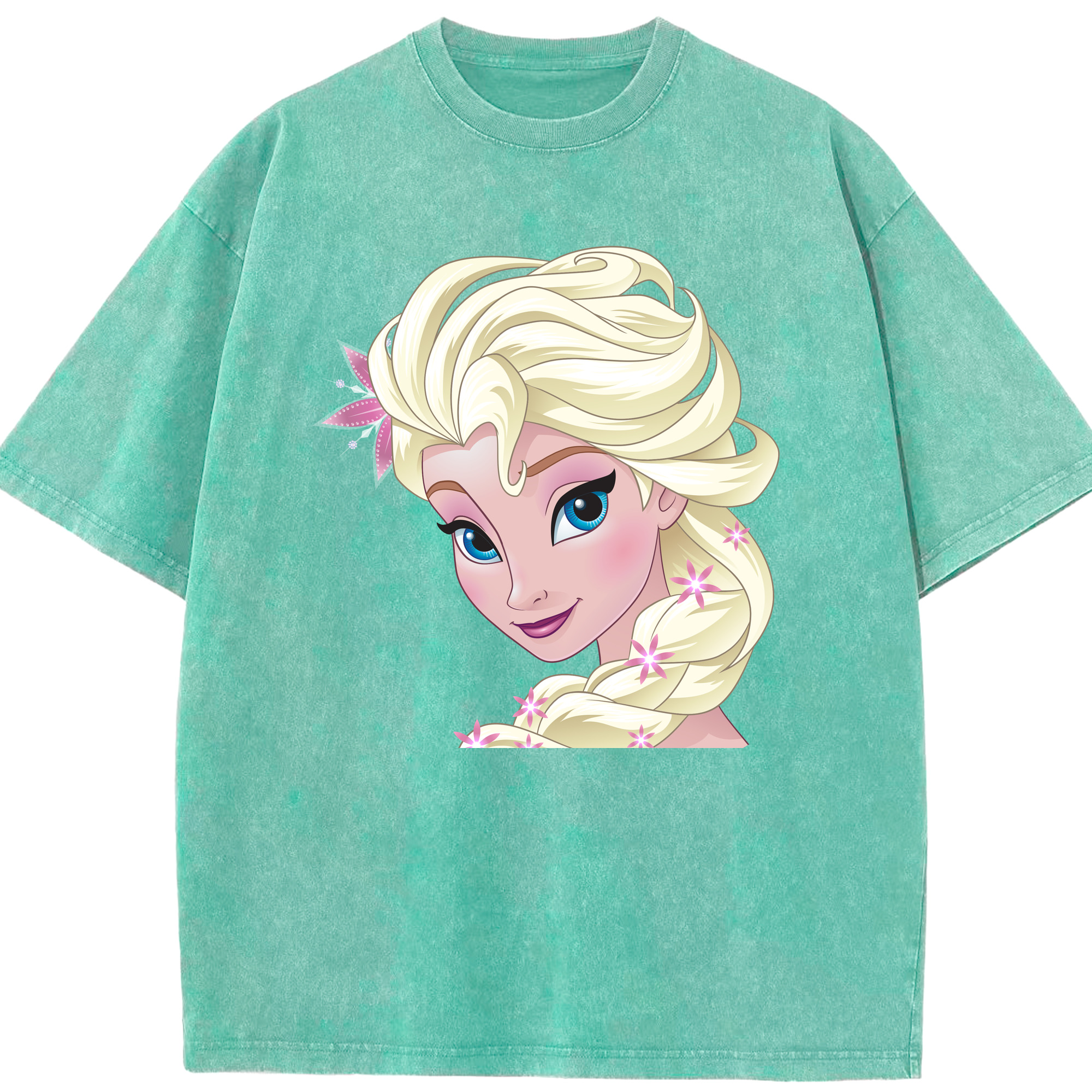 （画像用） アナと雪の女王 アンナ エルサ Frozen Anna Elsa 綿100% ヴィンテージ風 半袖Tシャツ（フロントプリント）